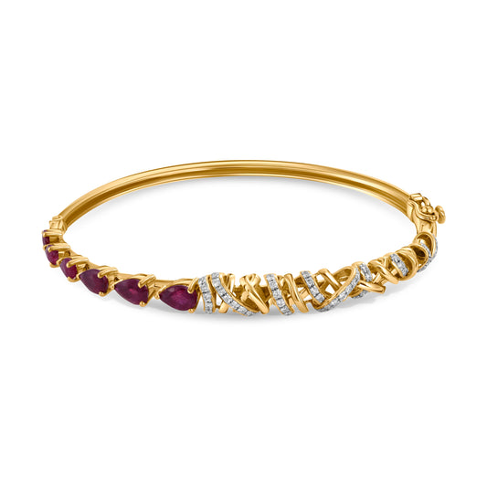 Entwine Ruby Aurora Bangle - Yellow Gold
