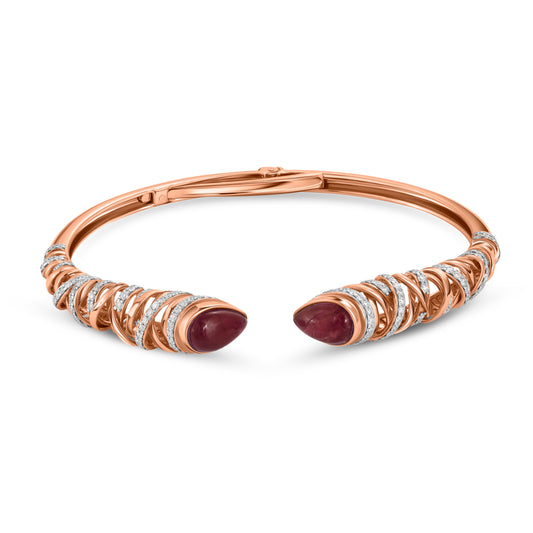 Entwine Ruby Embrace Bangle - Rose Gold