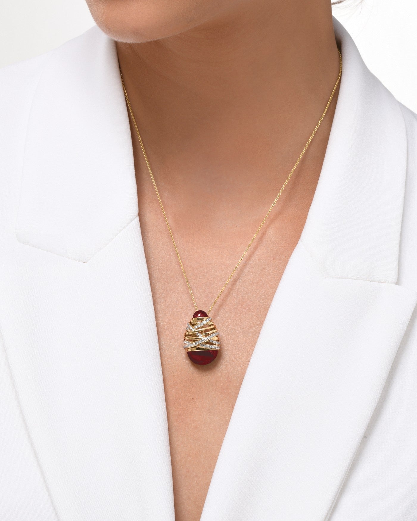 Entwine Ruby Celeste Pendant - Yellow Gold