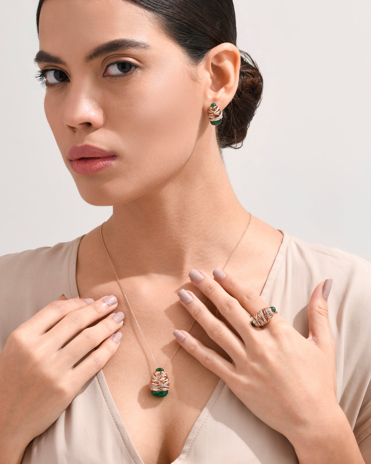 Entwine Emerald Bliss Earring - Rose Gold