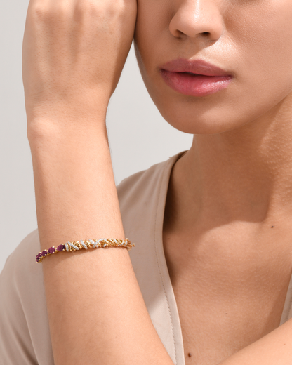 Entwine Ruby Aurora Bangle - Yellow Gold