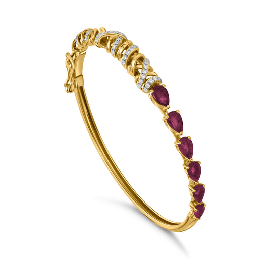Entwine Ruby Aurora Bangle - Yellow Gold