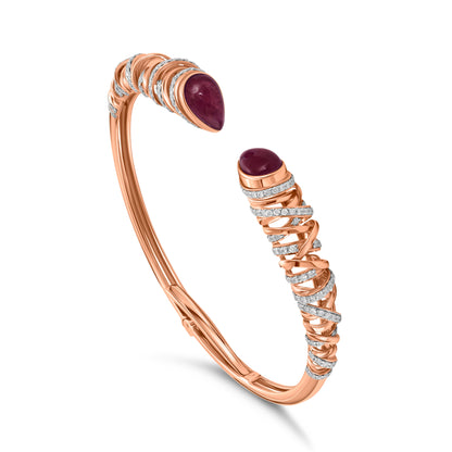 Entwine Ruby Embrace Bangle - Rose Gold
