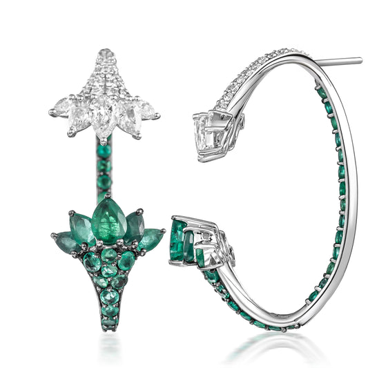 2-in-1 Tulip emerald Earring