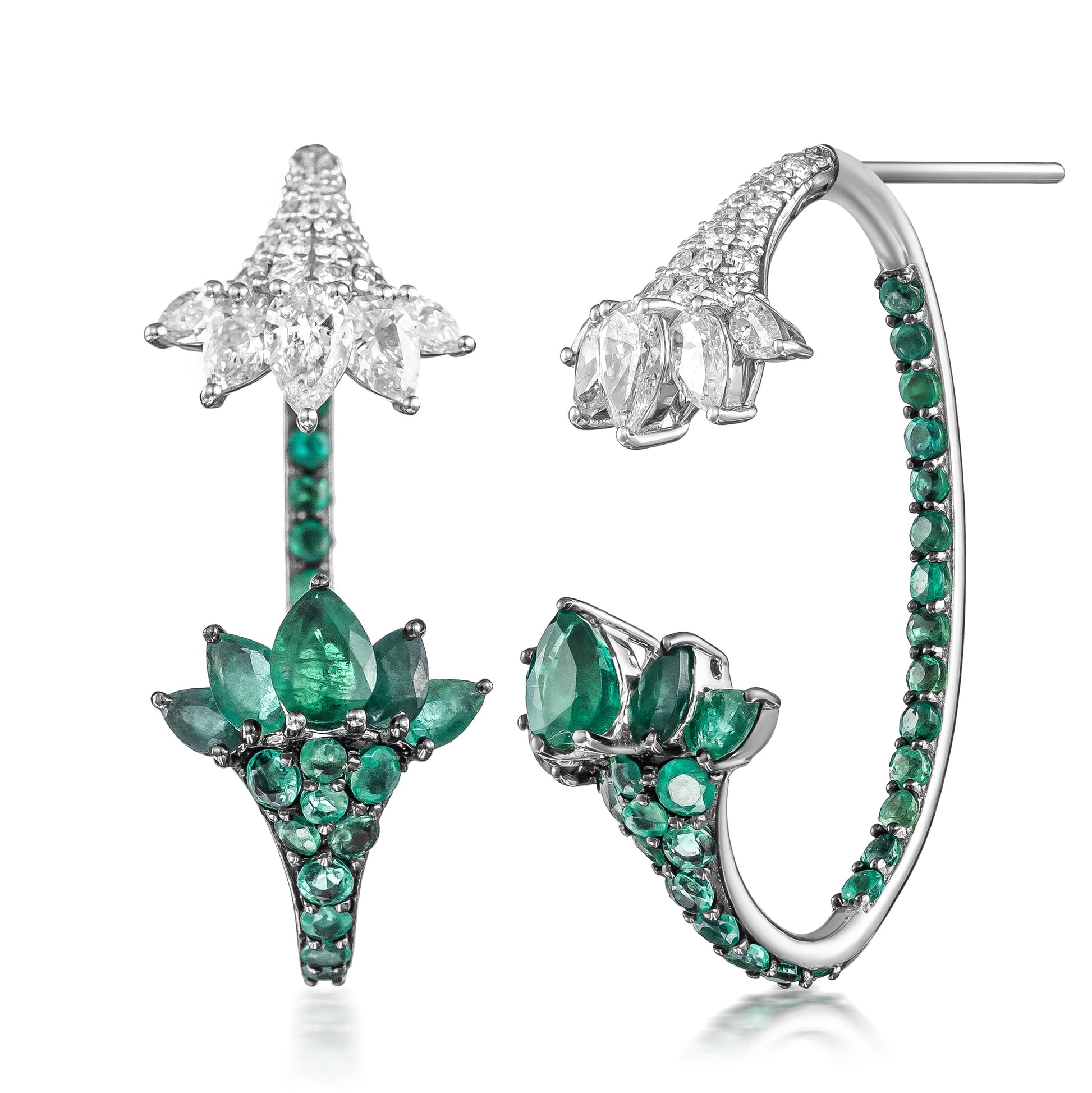 2-in-1 Tulip emerald Earring