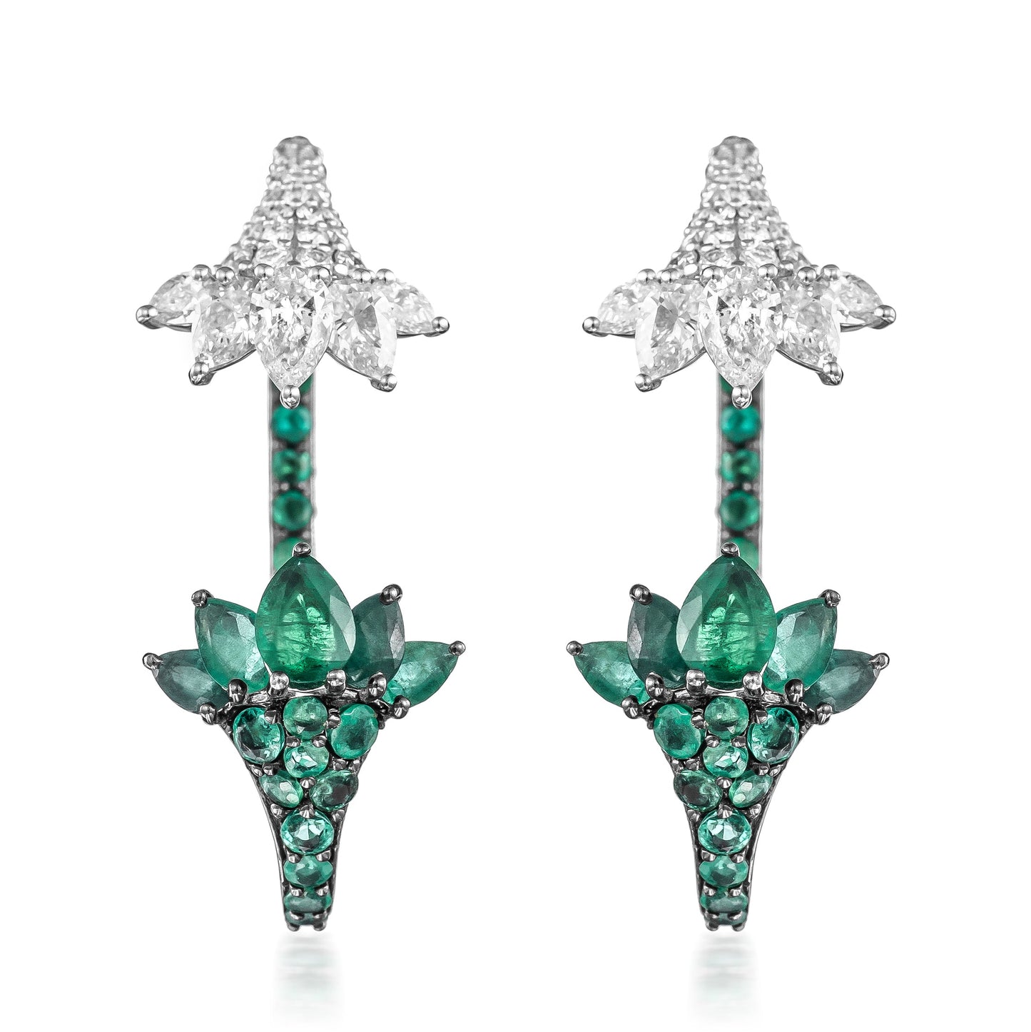 2-in-1 Tulip emerald Earring