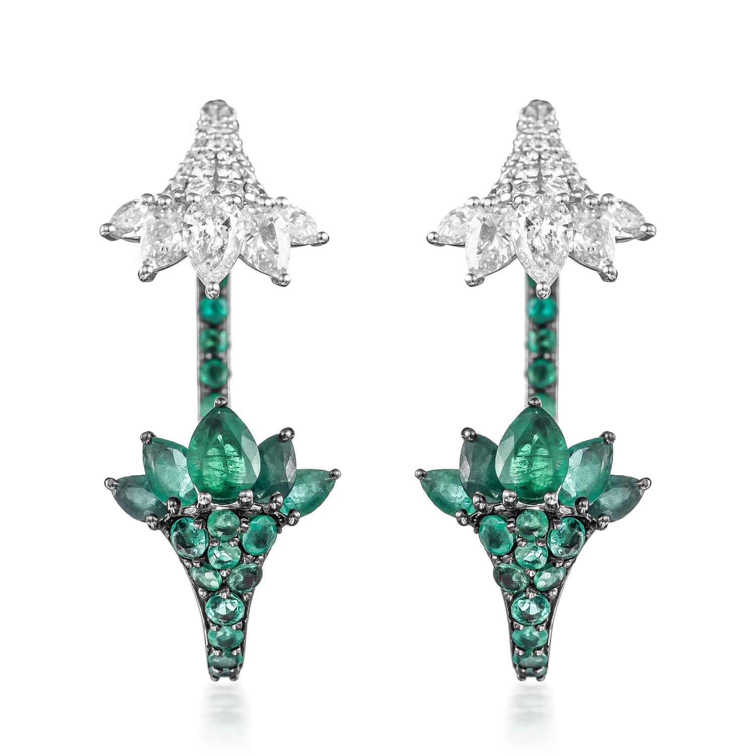 2-in-1 Tulip emerald Earring