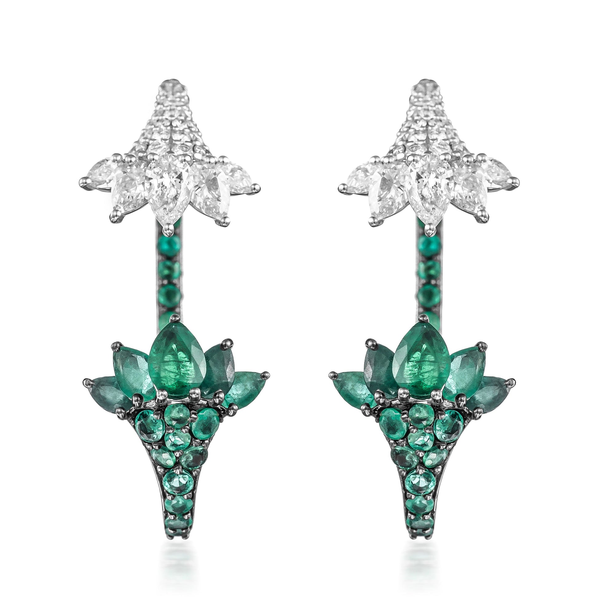 2-in-1 Tulip emerald Earring