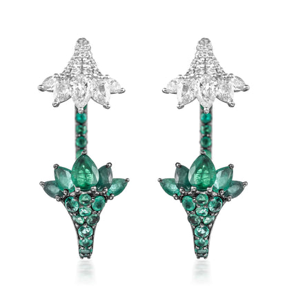 2-in-1 Tulip emerald Earring