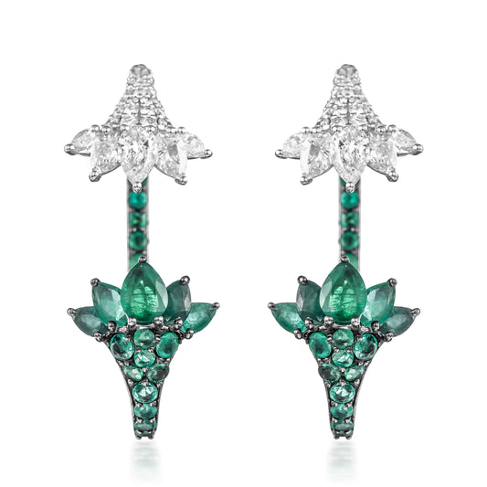 2-in-1 Tulip emerald Earring