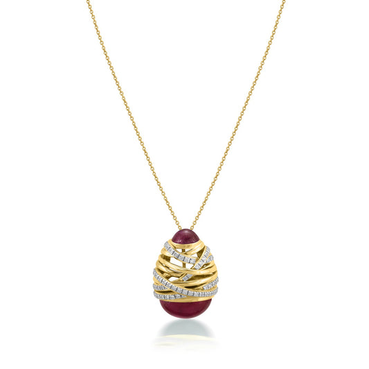 Entwine Ruby Celeste Pendant - Yellow Gold