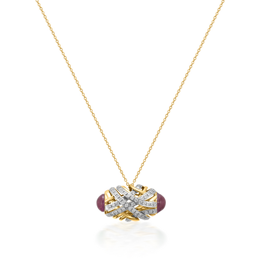 Entwine Ruby Essence Pendant - Yellow Gold